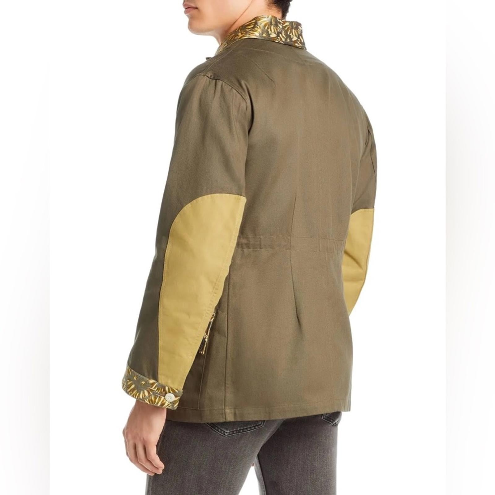 Nicholas Daley Field Jacket Khaki Mix Button Front Point Collar Size S NWT $765