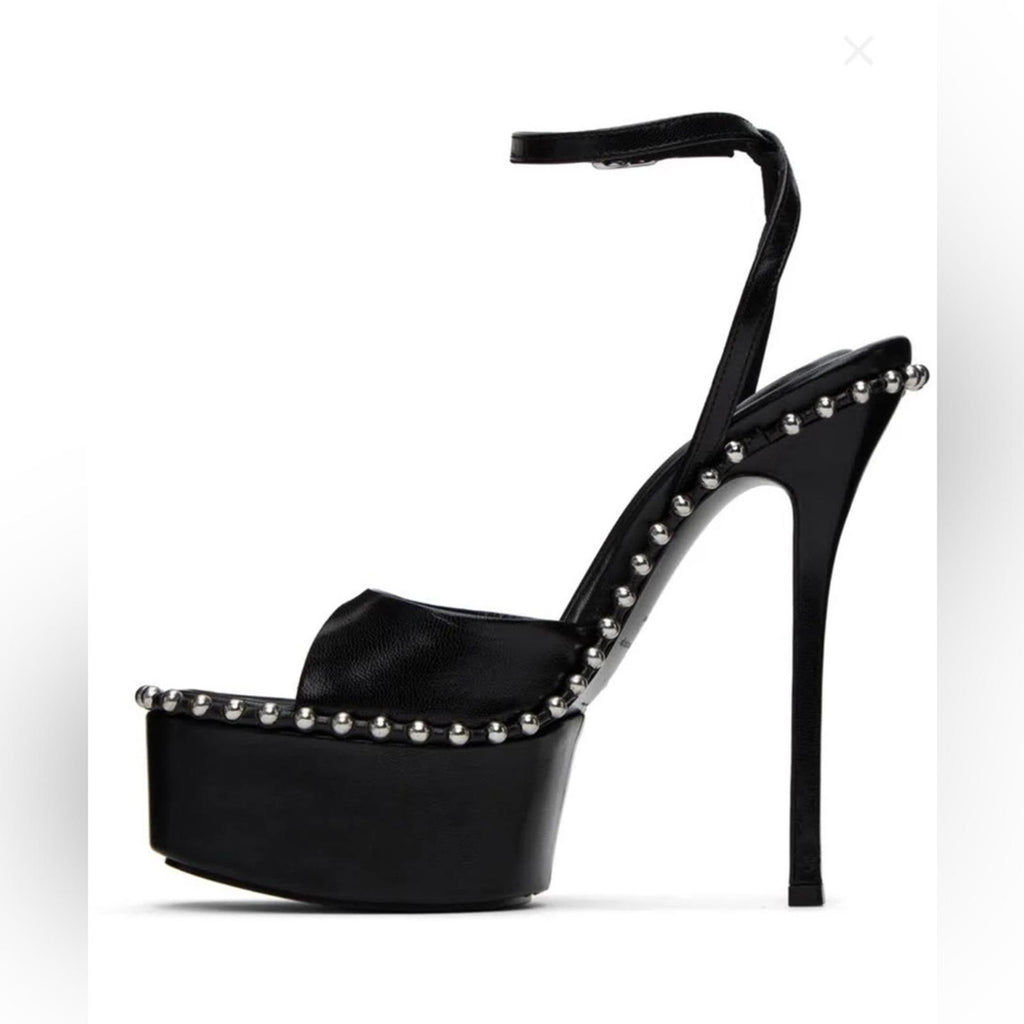 Alexander Wang Nova Ankle Strap 145 Studded Platform High Heel Sandals 35.5 NEW