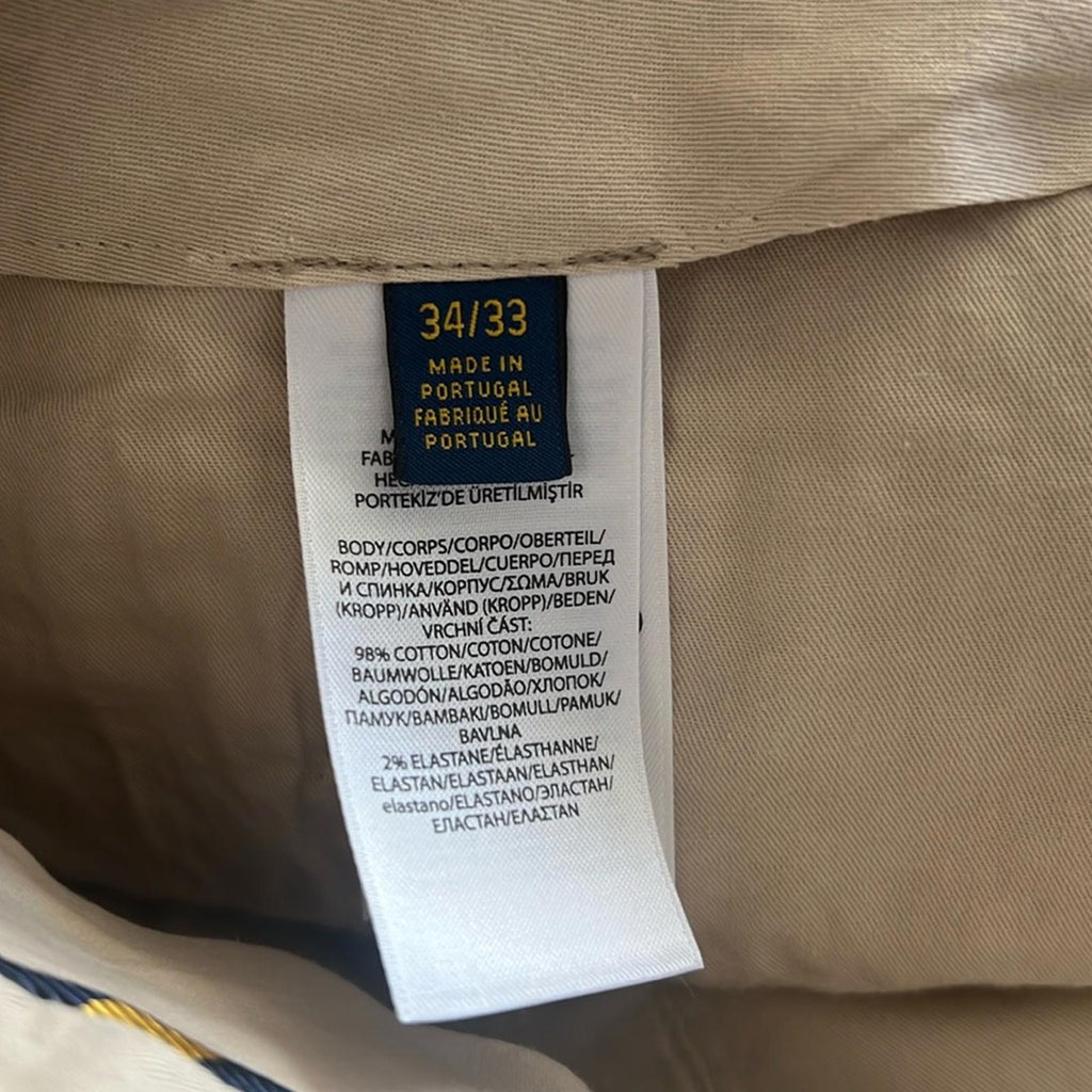 Polo Ralph Lauren Stretch Chino Suit Trousers/ Pants in Tan Size 34x33 NWT $248