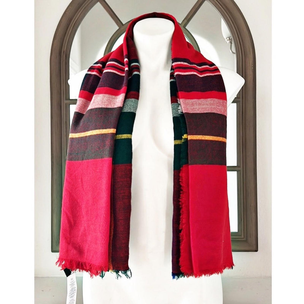 Lauren Ralph Lauren Woven Scarf, Red Plaid 126cm x 126cm NEW