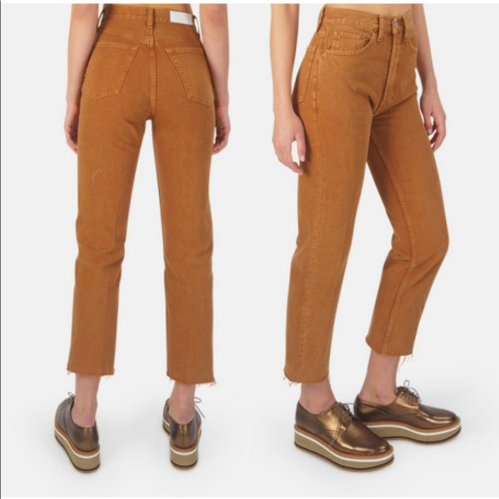 Re/Done Ultra High-Rise Stovepipe Jeans in Terracotta, Size 29 New w/Tag