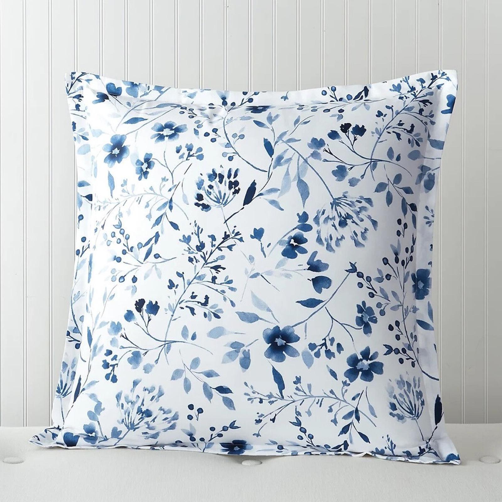 2 SKY Gracie Euro Shams in White & Blue, New in Box $160