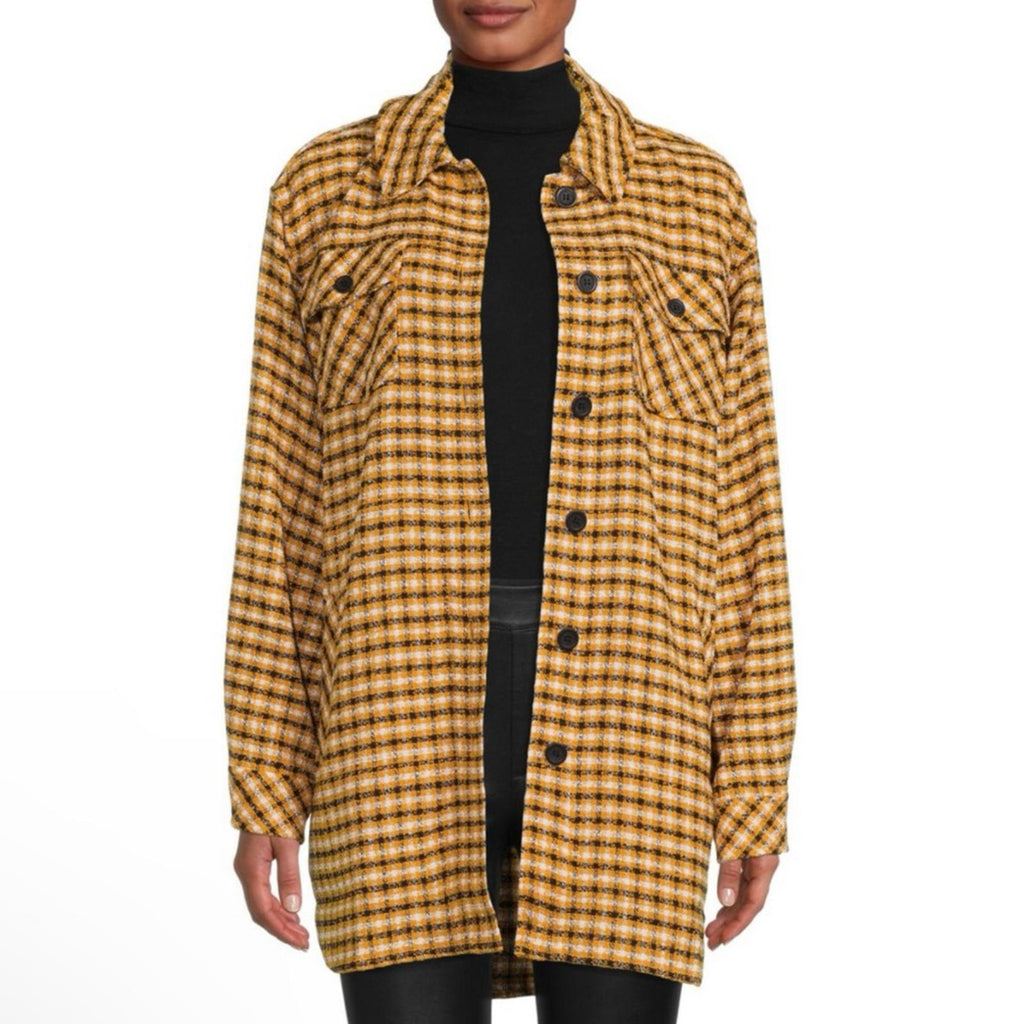 Karl Lagerfeld Paris Plaid Longline Shacket Size XXS Oversized NWT $189.50