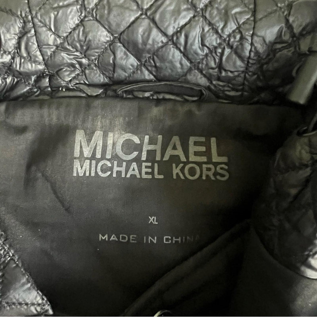 Michael Kors Quilted Reflective Hooded Jacket in Black, Size XL Retail $248