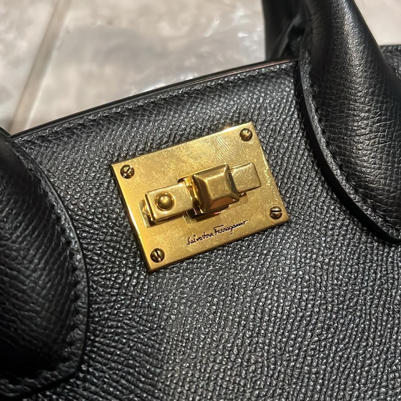 Salvatore Ferragamo Studio Box Bag in Black NEW with Tag