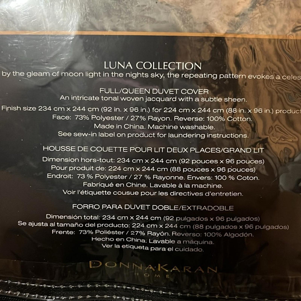 Donna Karan Luna Duvet Cover, NWT, Size Full/Queen $375