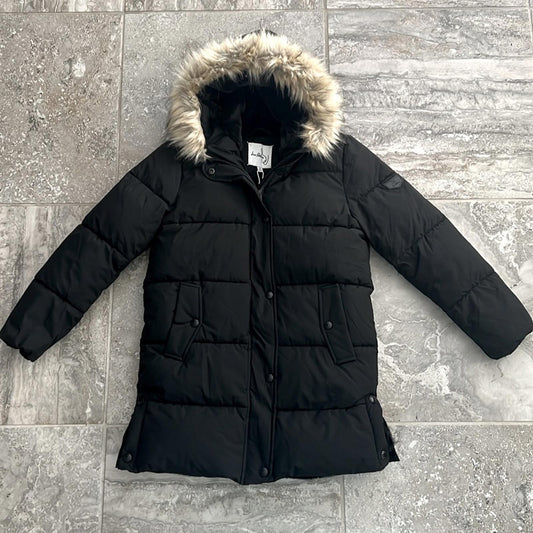 Sam Edelman Expedition Parka Jacket w/Faux Fur Trim in Black Size 14 New w/Tag