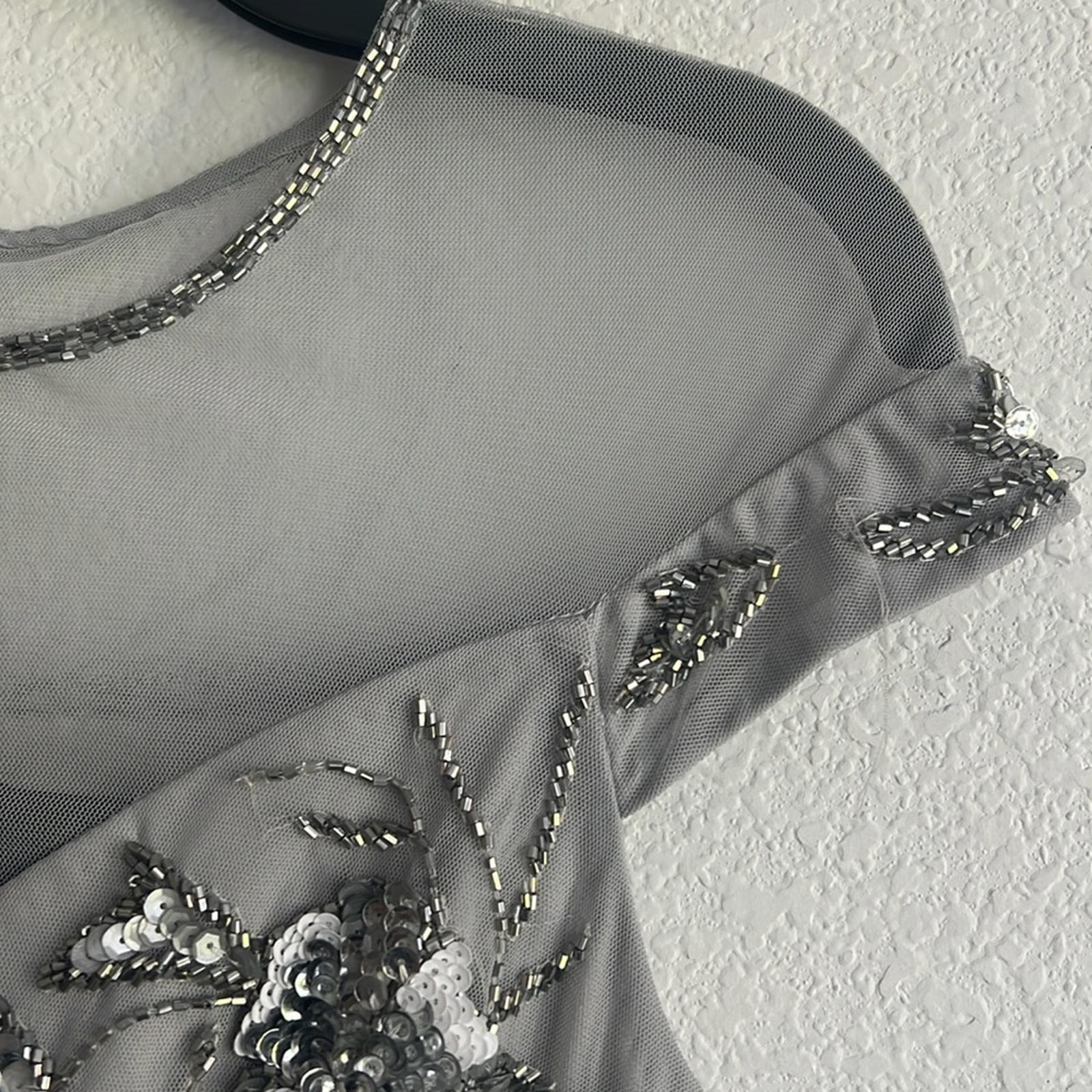 Adrianna Papell Embellished Sheath Dress in Bridal Silver, NEW, Size 4 $249