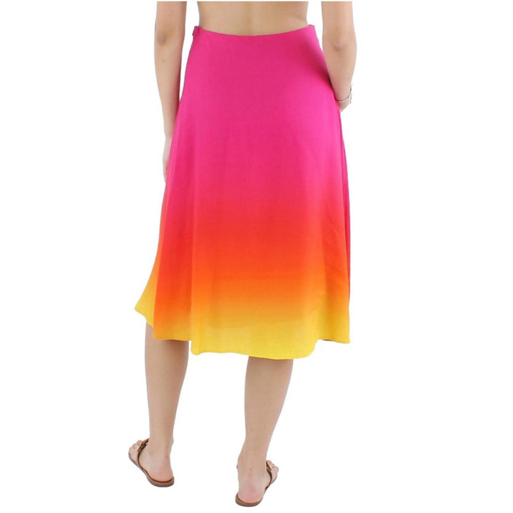 Lauren Ralph Lauren Pink Ombré Linen Blend Midi Skirt, NWT, Size 14