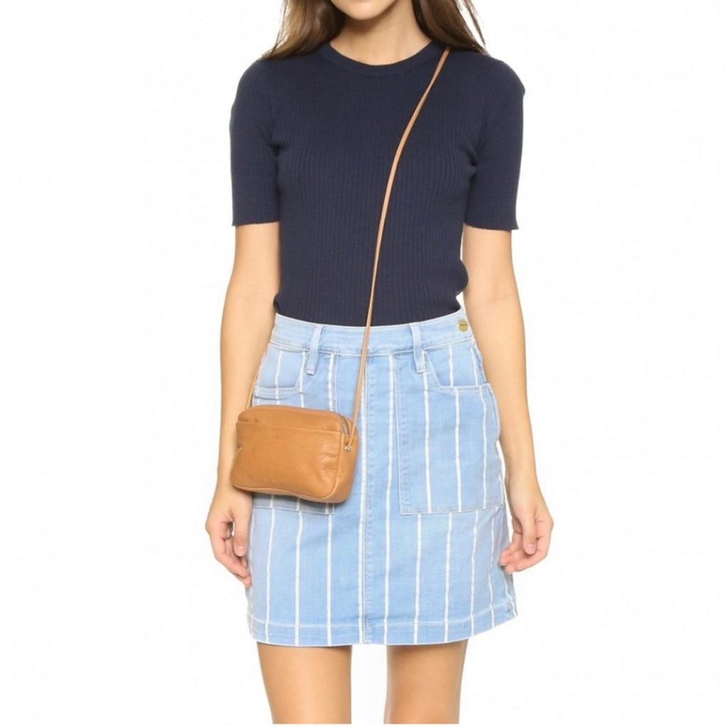 Frame Barrington Mini Skirt in Faded Blue, Size 25 / Small, Retail $215