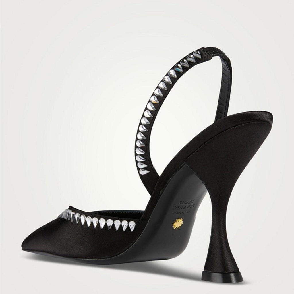 Stuart Weitzman Gemcut Xcurve Slingback Pumps in Black Suede, Size 6 NEW $650
