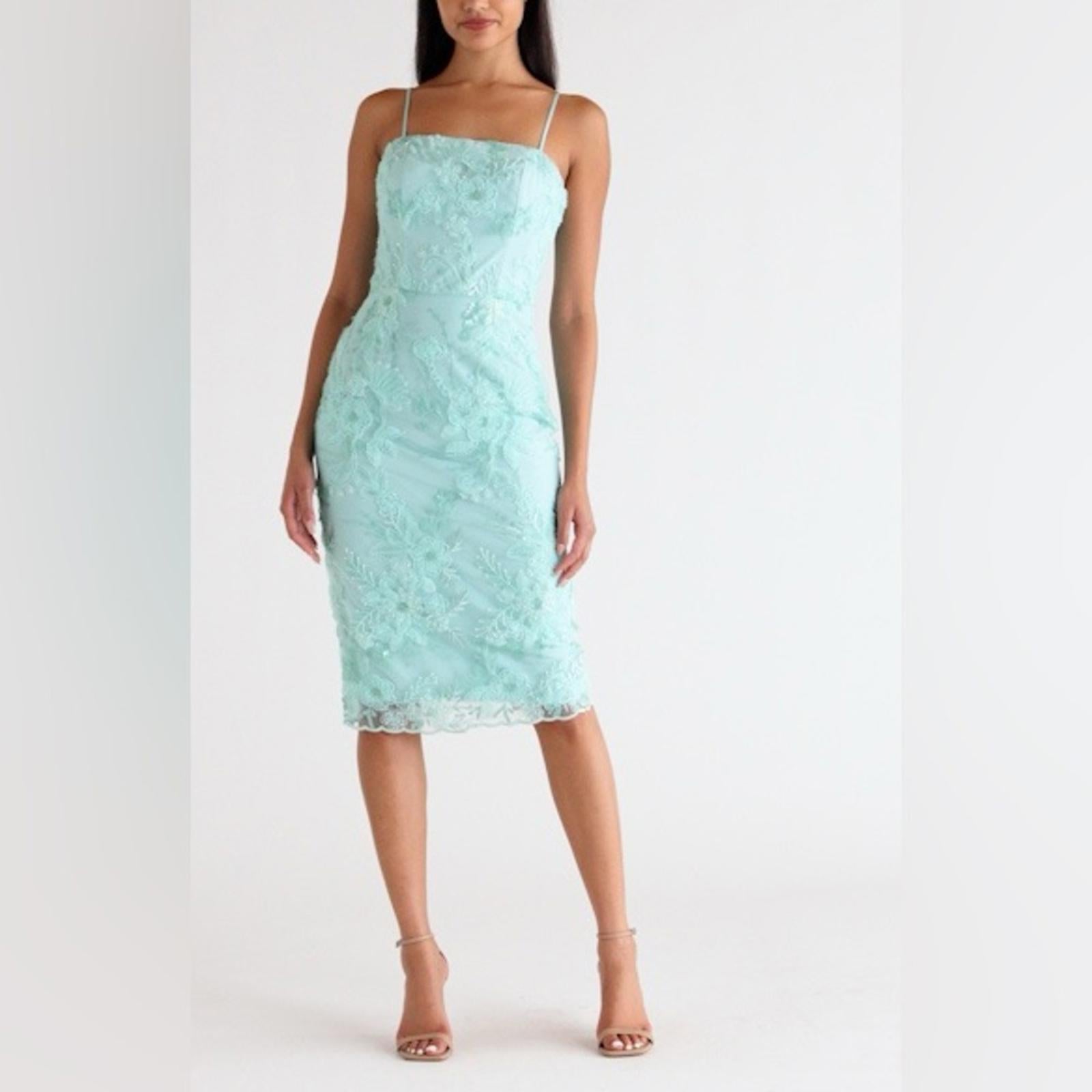 Dress the Population Josselyn Sequin Floral Body-con Dress, Mint Size M NWT $328