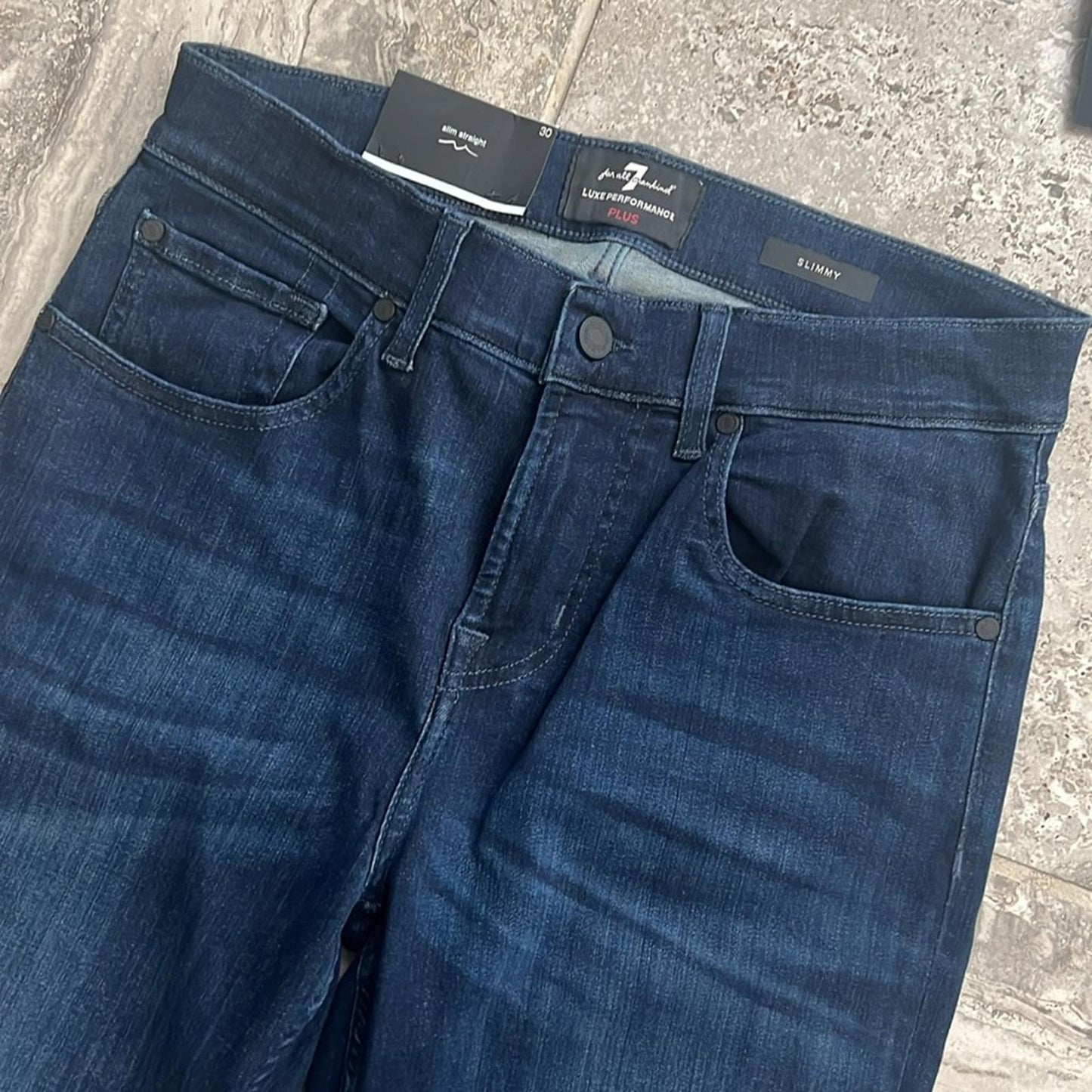 7 For All Mankind Luxe Performance Plus Slimmy Slim Fit Jeans Blue, Size 30 NWT