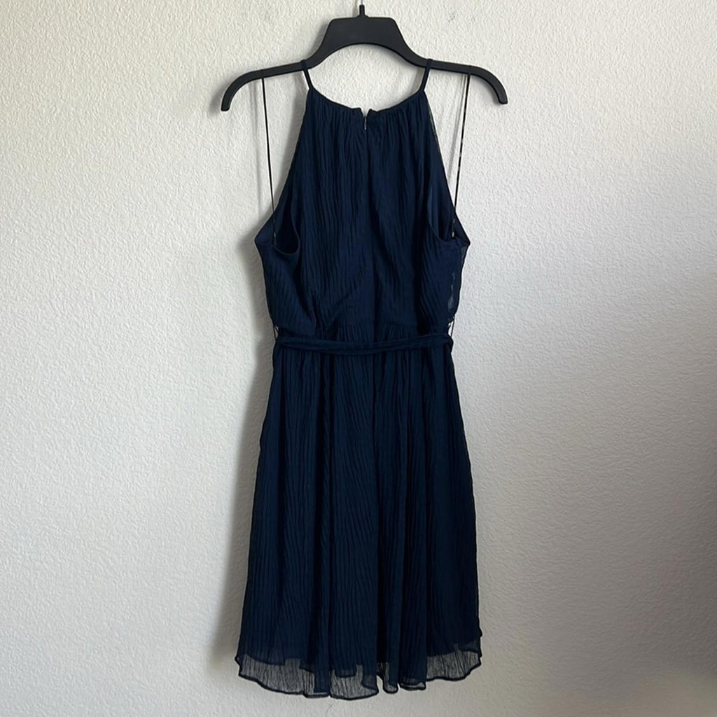 DKNY Petite Belted Halter Dress in Navy, NWT, Size 12P
