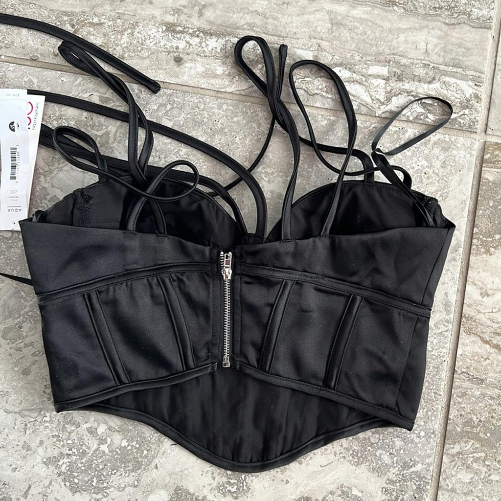 New AQUA x Maeve Reilly Halter Bustier Top, Size XS New w/Tag Retail $78