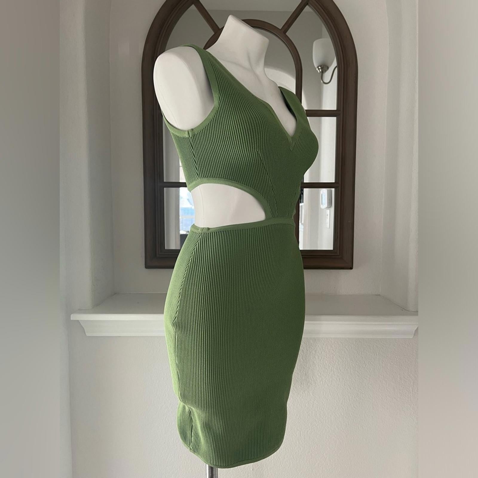 Dress the Population Cut-Out Ribbed Knit Dress, Green Size XS New w/o Tag