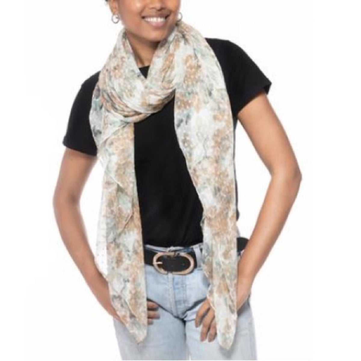 NWT Giani Bernini Watercolor Floral Wrap Scarf, Ivory One Size New w/Tag $32.50