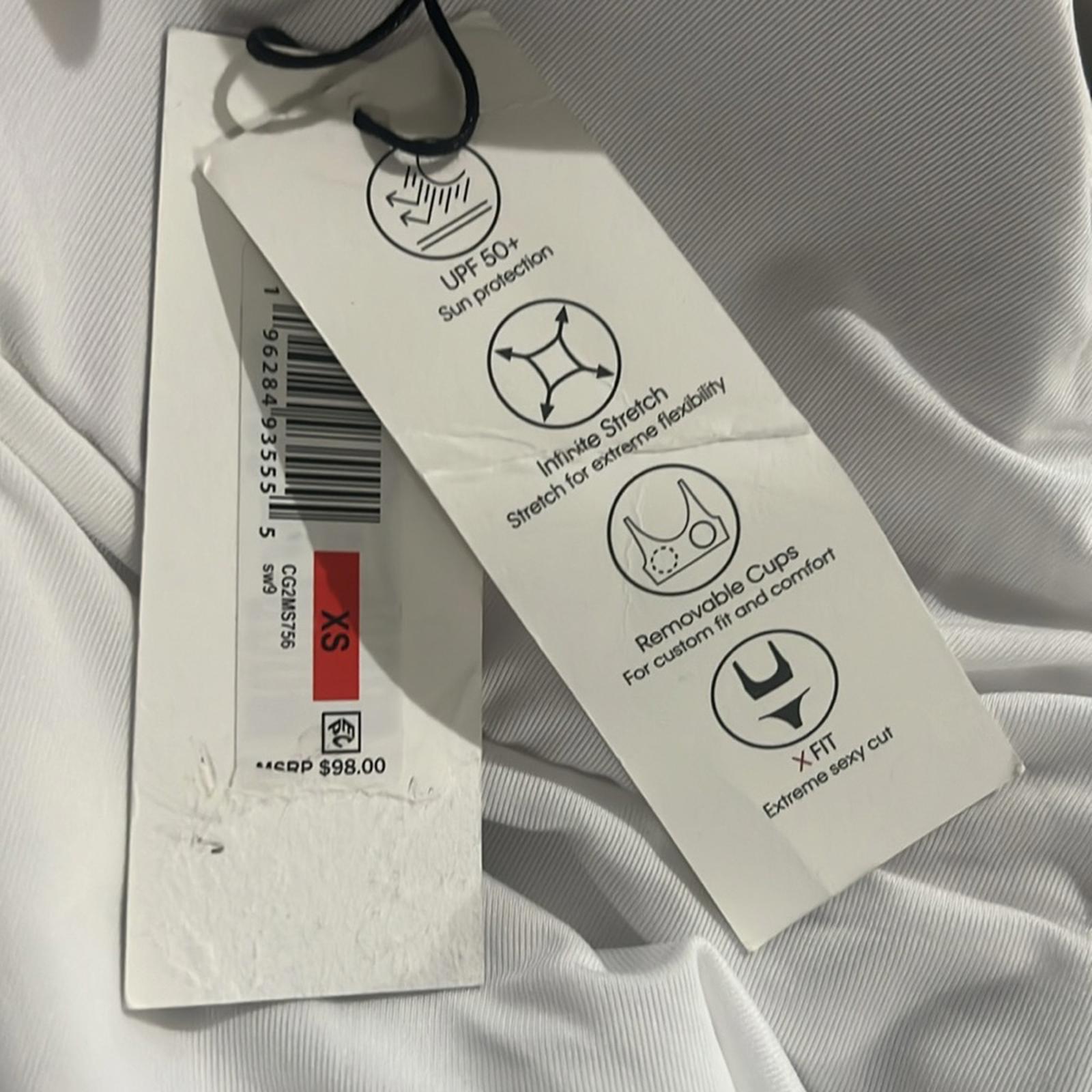 Calvin Klein Deep U-Back Logo One-Piece  Swimsuit in White, Size XS NEW w/Tag