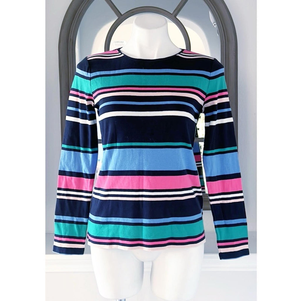 The Talbots Tee Block Striped Long Sleeve Crewneck Tee, Size S EXCELLENT!