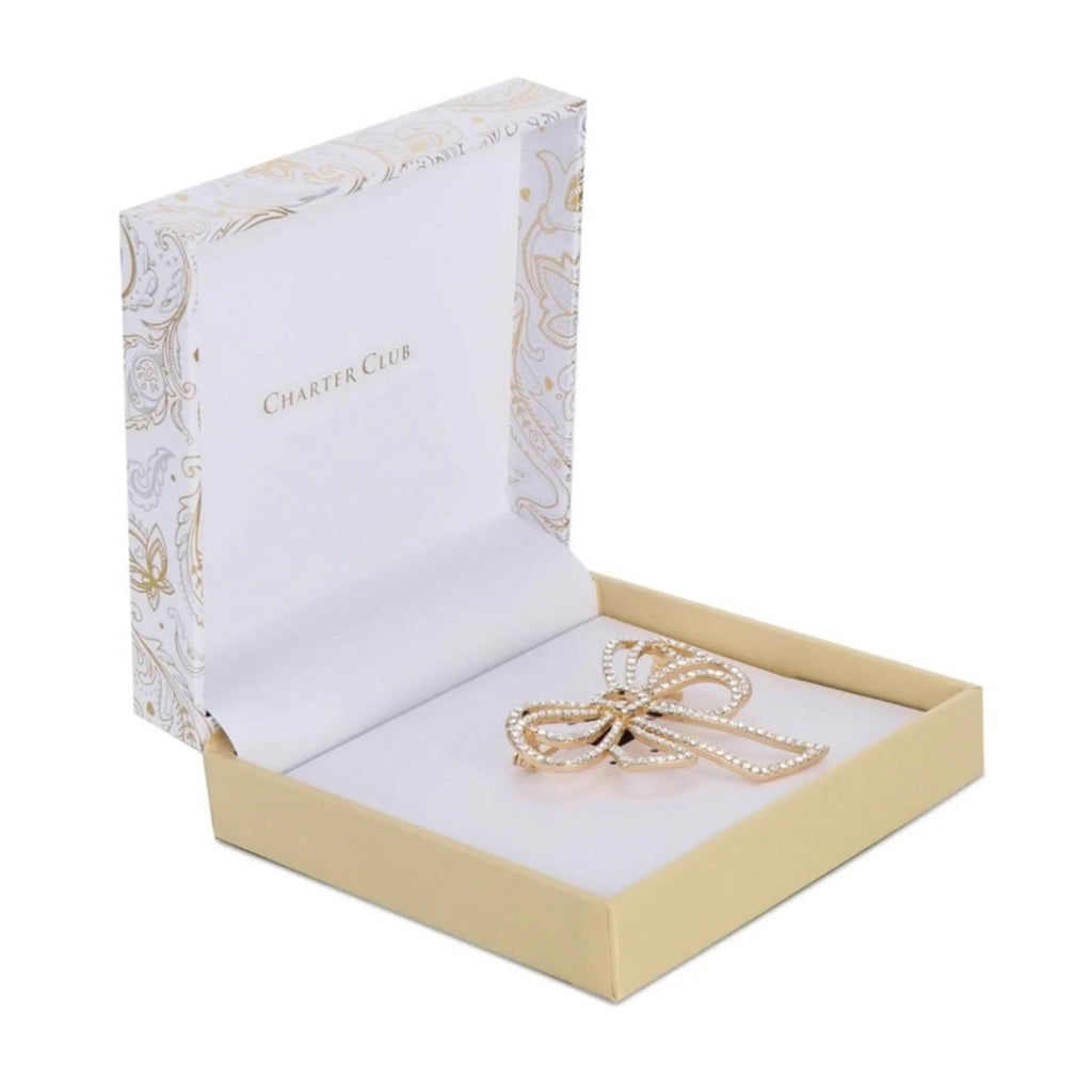 Charter Club Gold-Tone Pave Bow Pin, New in Box