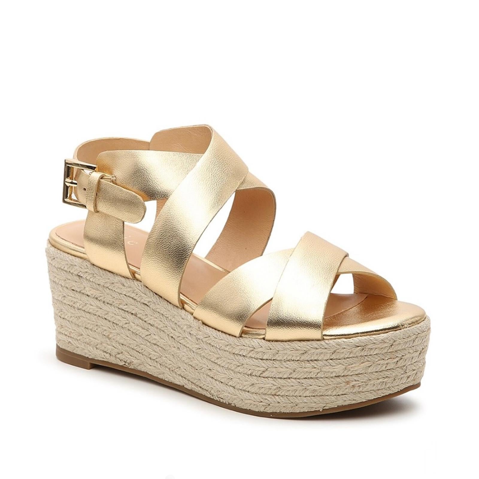 New JOIE Gaelyn Espadrilles Platform Sandals, Light Gold Size 41 New in Box $278