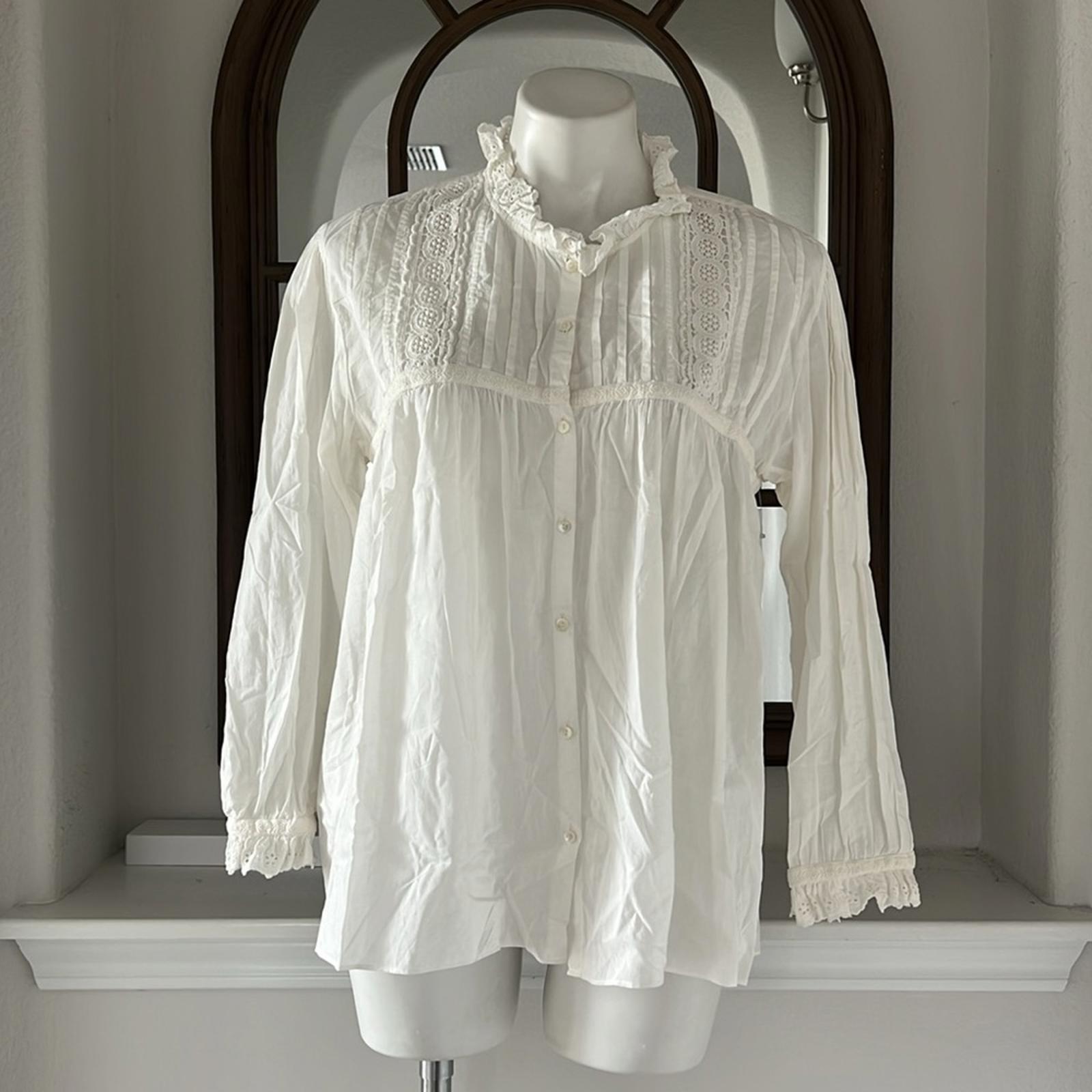 NILI LOTAN Sarah Shirt x Revolve in Ivory, Size L EXCELLENT! Retail $350