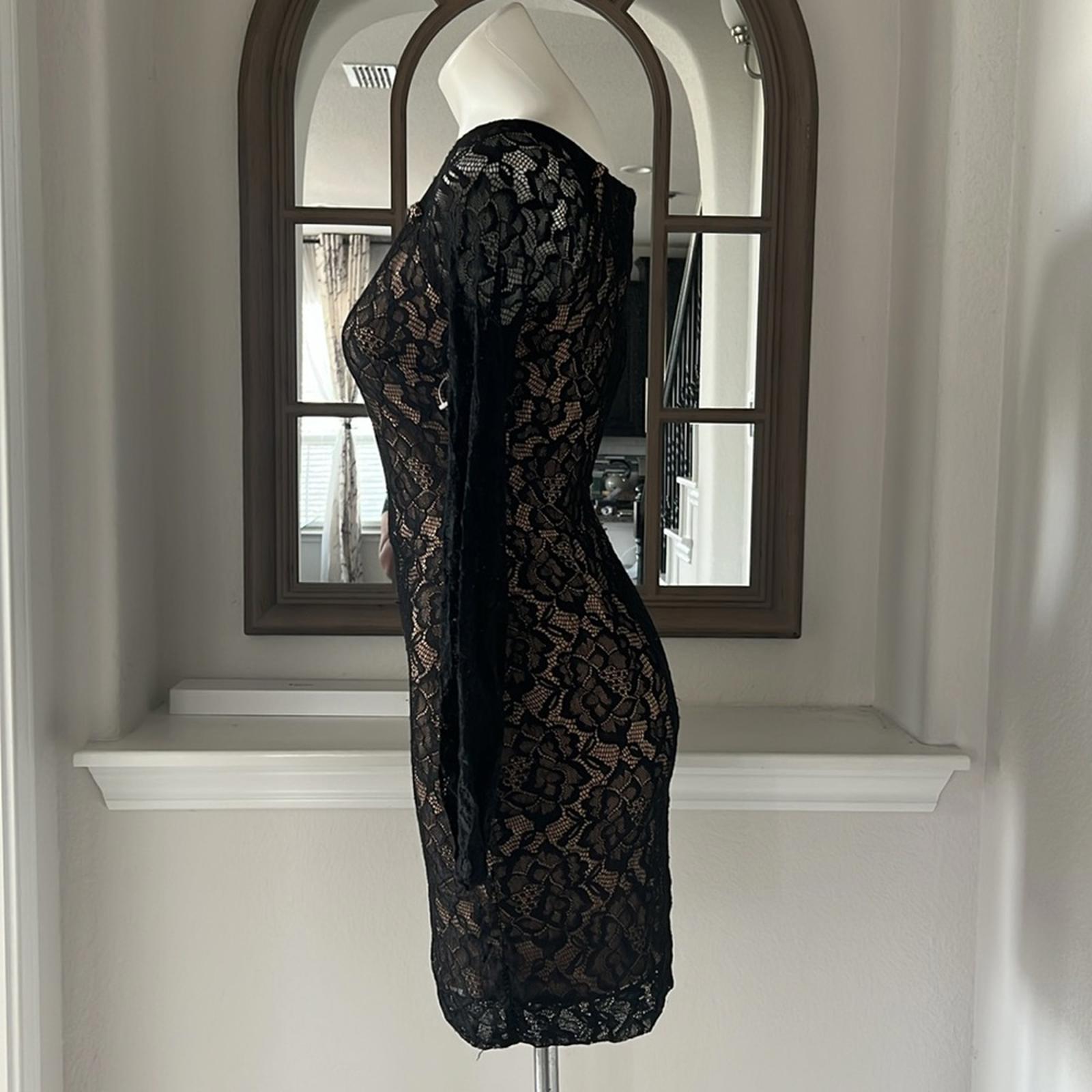 Dress the Population Esperanza Bodycon Mini Dress, Black/Nude Size S EXCELLENT