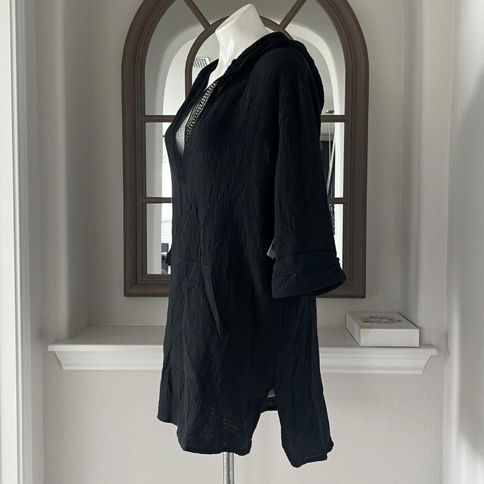 La Blanca Hooded CoverUp Tunic with Kangaroo Pockets, Size XS New w/Tag