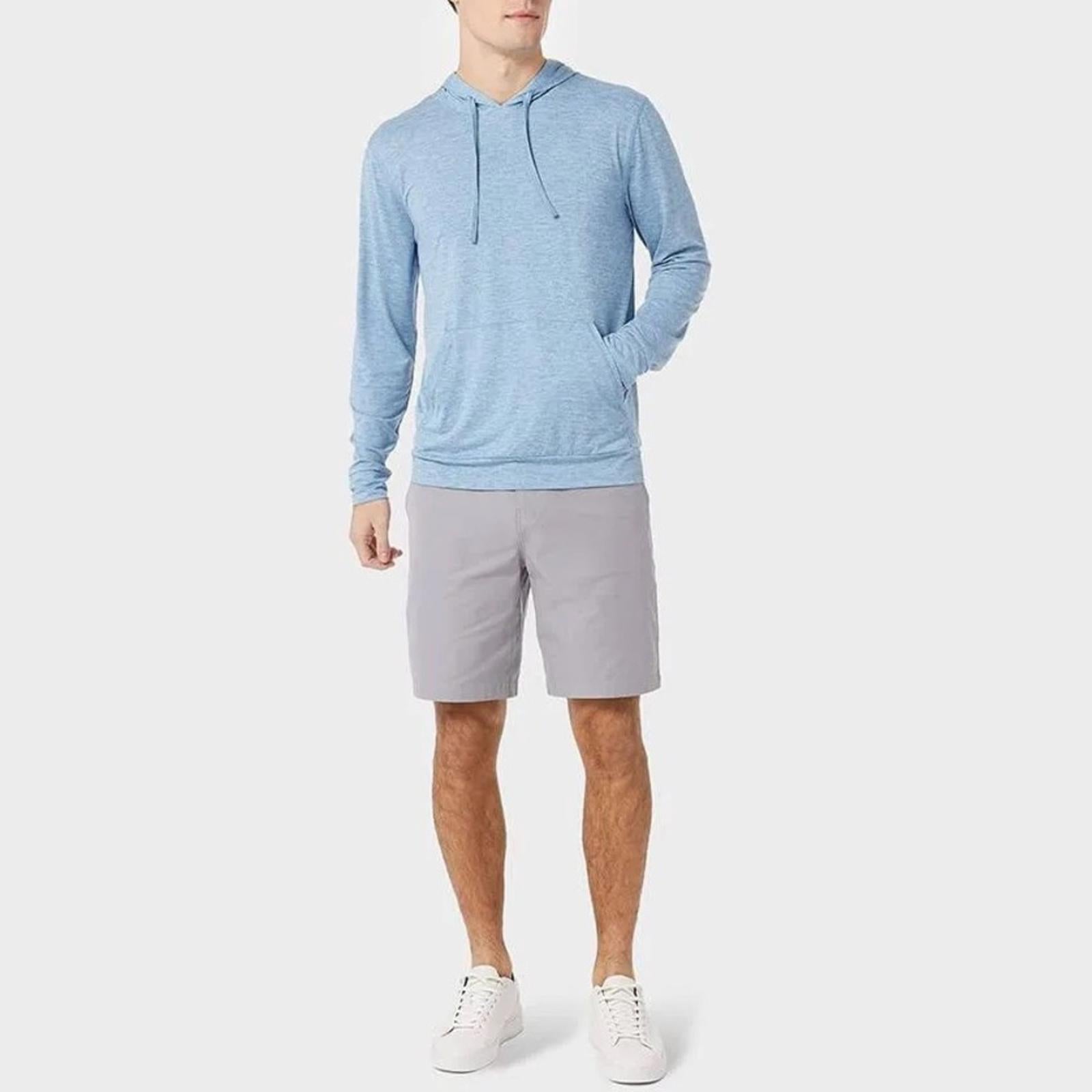 32 Degrees Men's Cool Long Sleeve Hooded T-Shirt in Heather Blue, NWT, Size L