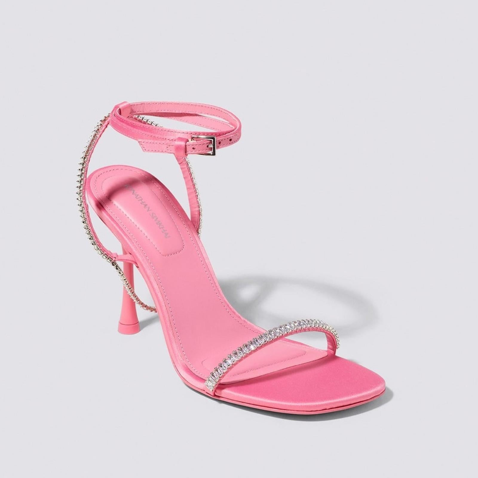 Jonathan Simkhai Luxon Crystal Harness Sandals in Pink, Size EU41 Retail $675