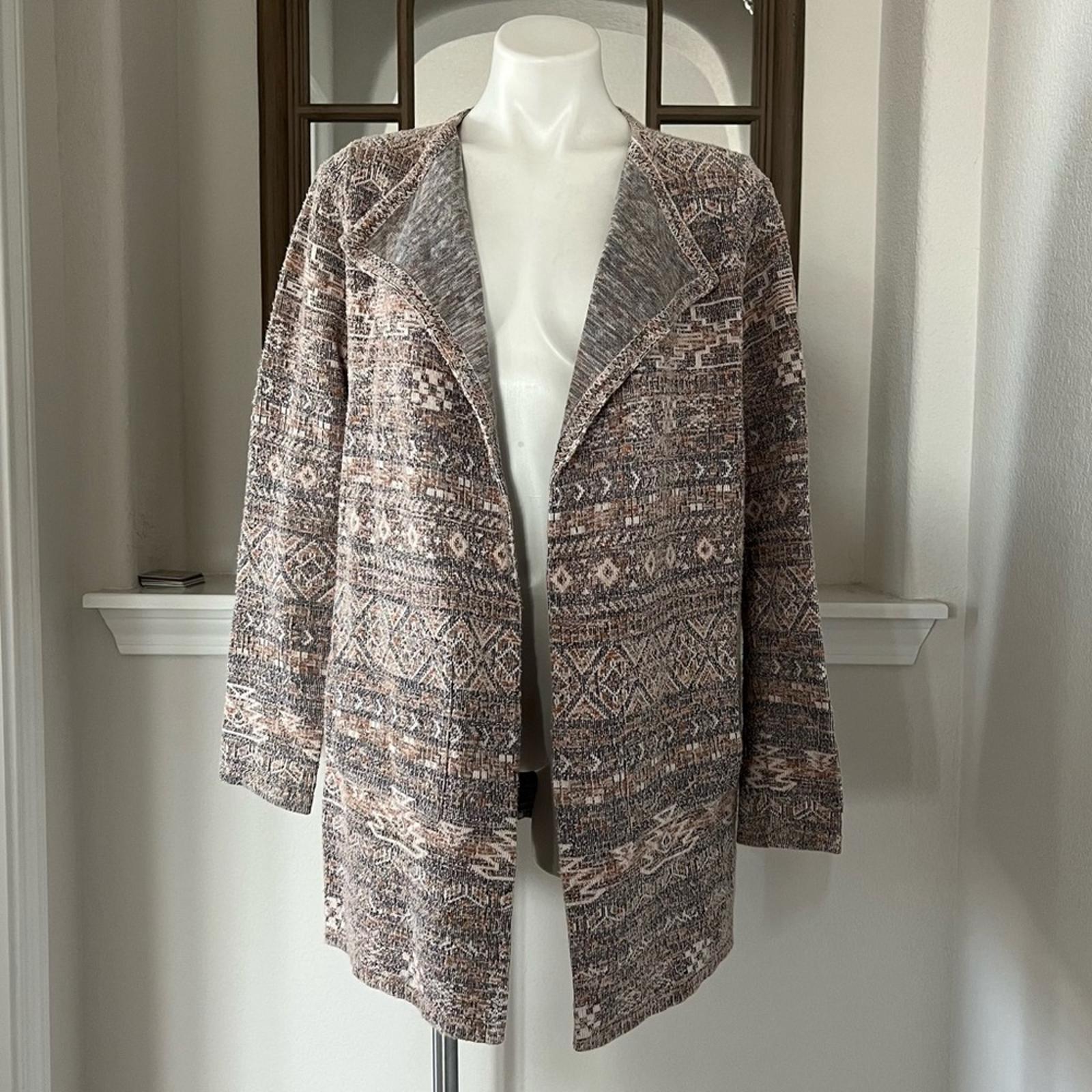 Lucky Brand Aztec Print Tweed Cardigan/Jacket Size L EXCELLENT!