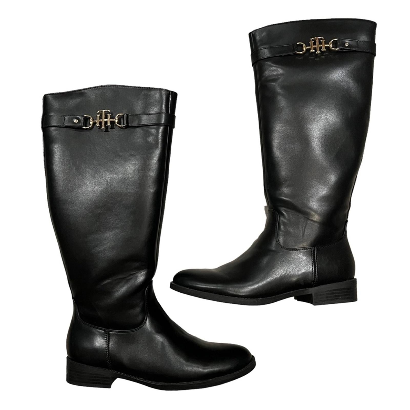 Tommy Hilfiger Inezy Riding Boots, Black Size 8.5 in Original Box Retail $149.50