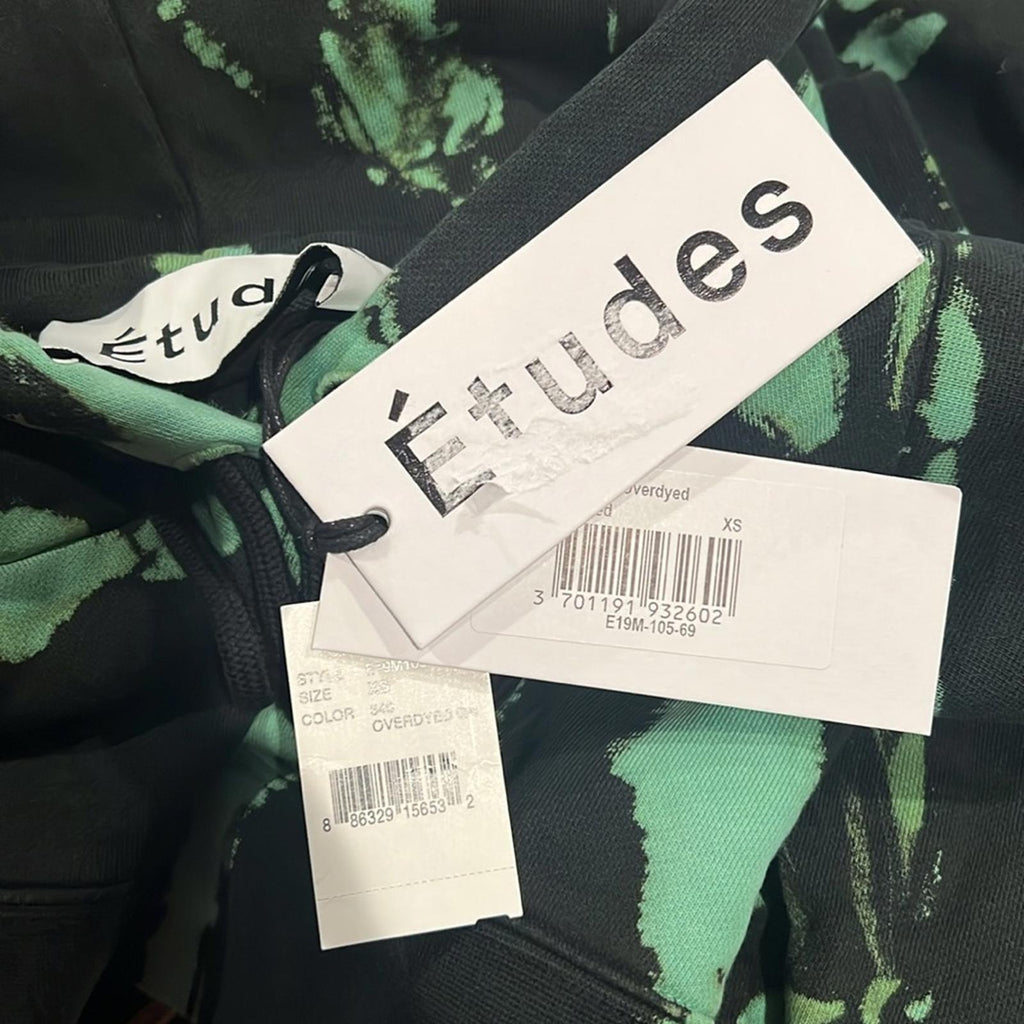 Études Tie Dye Layered Look Hoodie in Green/Black Size XS New w/Tag Retail $280