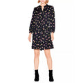 Nic+Zoe Tiered Long-Sleeve Dress w/Mandarin Collar, Black Multi, Size L NWT $188