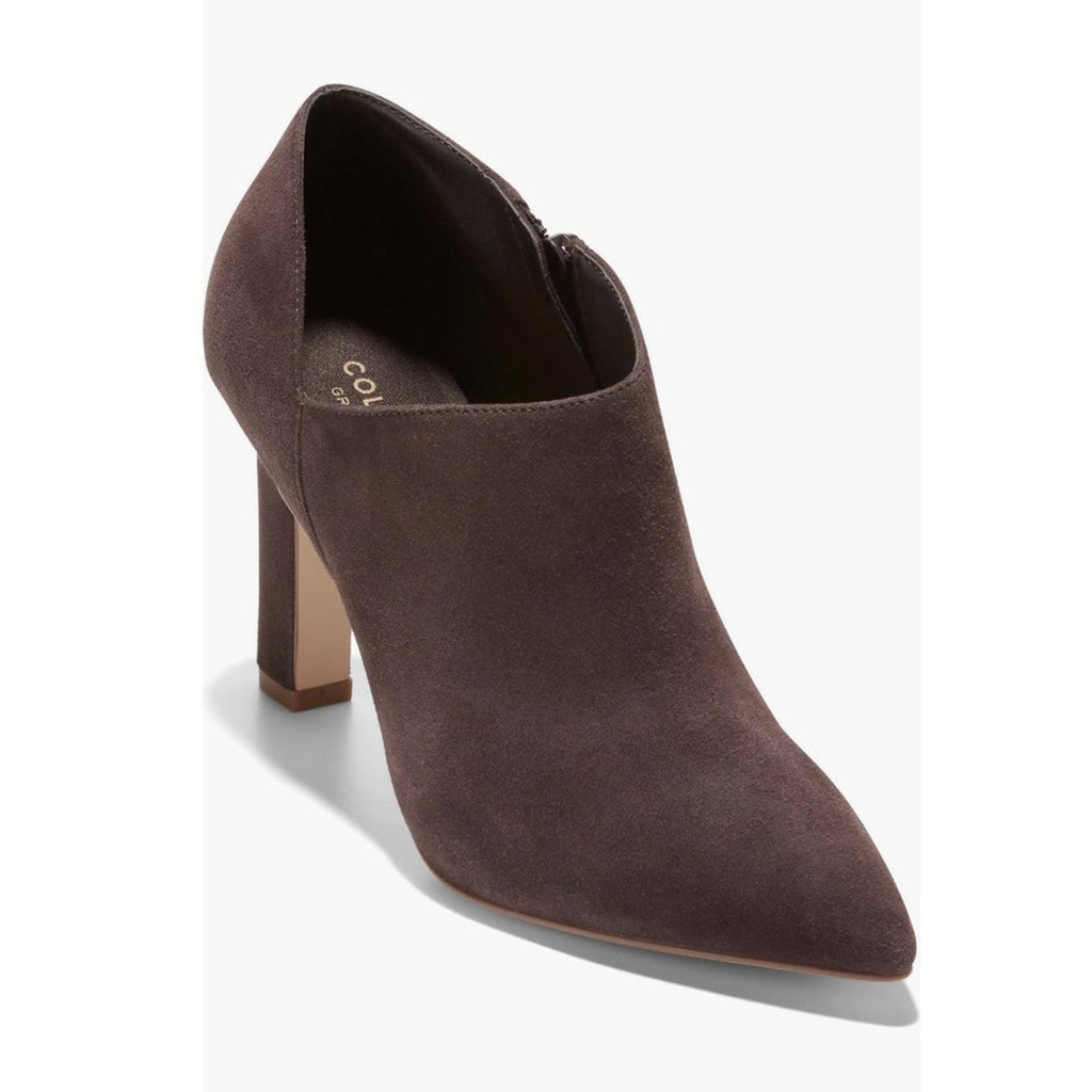 Cole Haan Vestry Pointed Toe Booties in Dark Chocolate Suede, Size 7 NEW