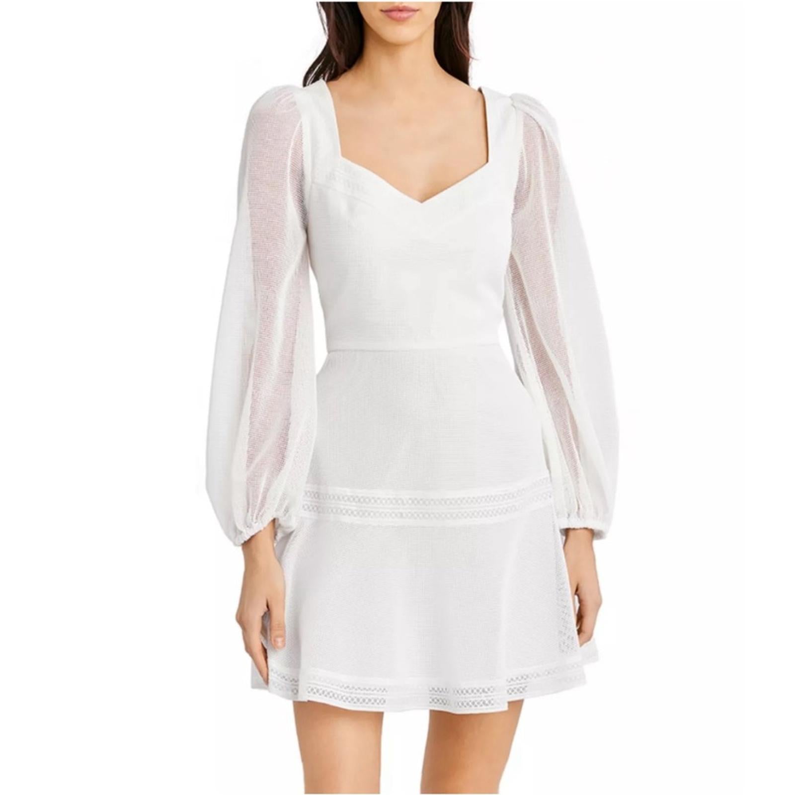 BCBGMaxazria Mesh Mini Dress in Off White, Size 2 New w/Tag Retail $268