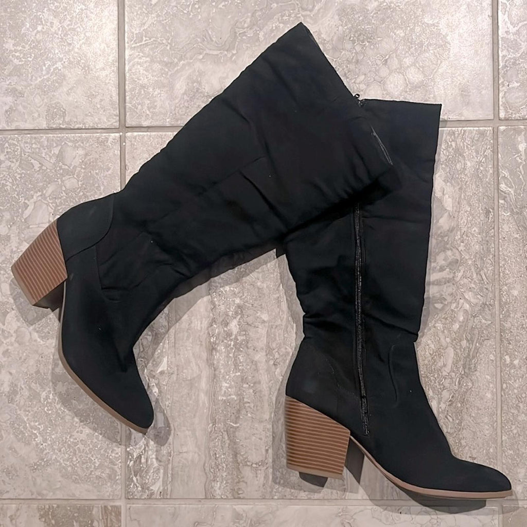 Style & Co. Warrda Faux Suede Zip-Up Mid-Calf Boots Cushioned Goring Size 10 NEW