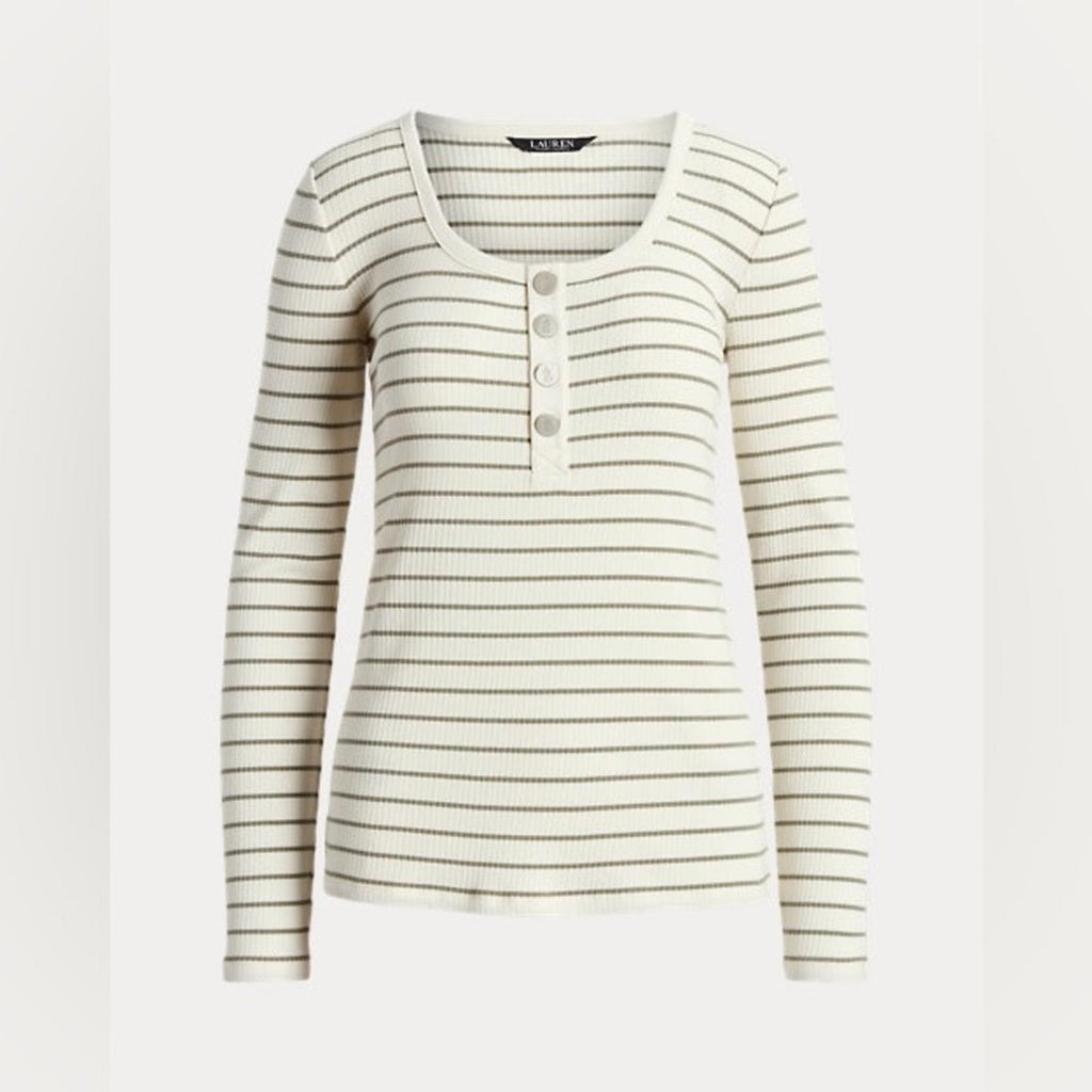Lauren Ralph Lauren Mascarpone Cream Striped Jersey Women’s Size XL NWT