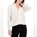 Anne Klein Collared Surplice-Front Blouse Off-White, Size M New w/Tag EXCELLENT!