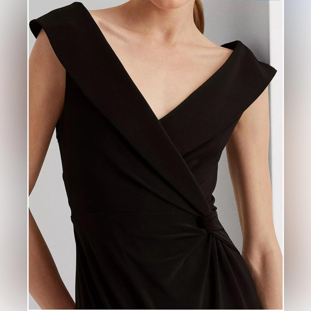 Lauren Ralph Lauren Jersey Off-the-Shoulder Side-Slit Column Gown, Size 6 NEW
