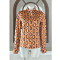 Tory Burch Silk Button Up Shirt in Orange Multi Size 6 EXCELLENT!