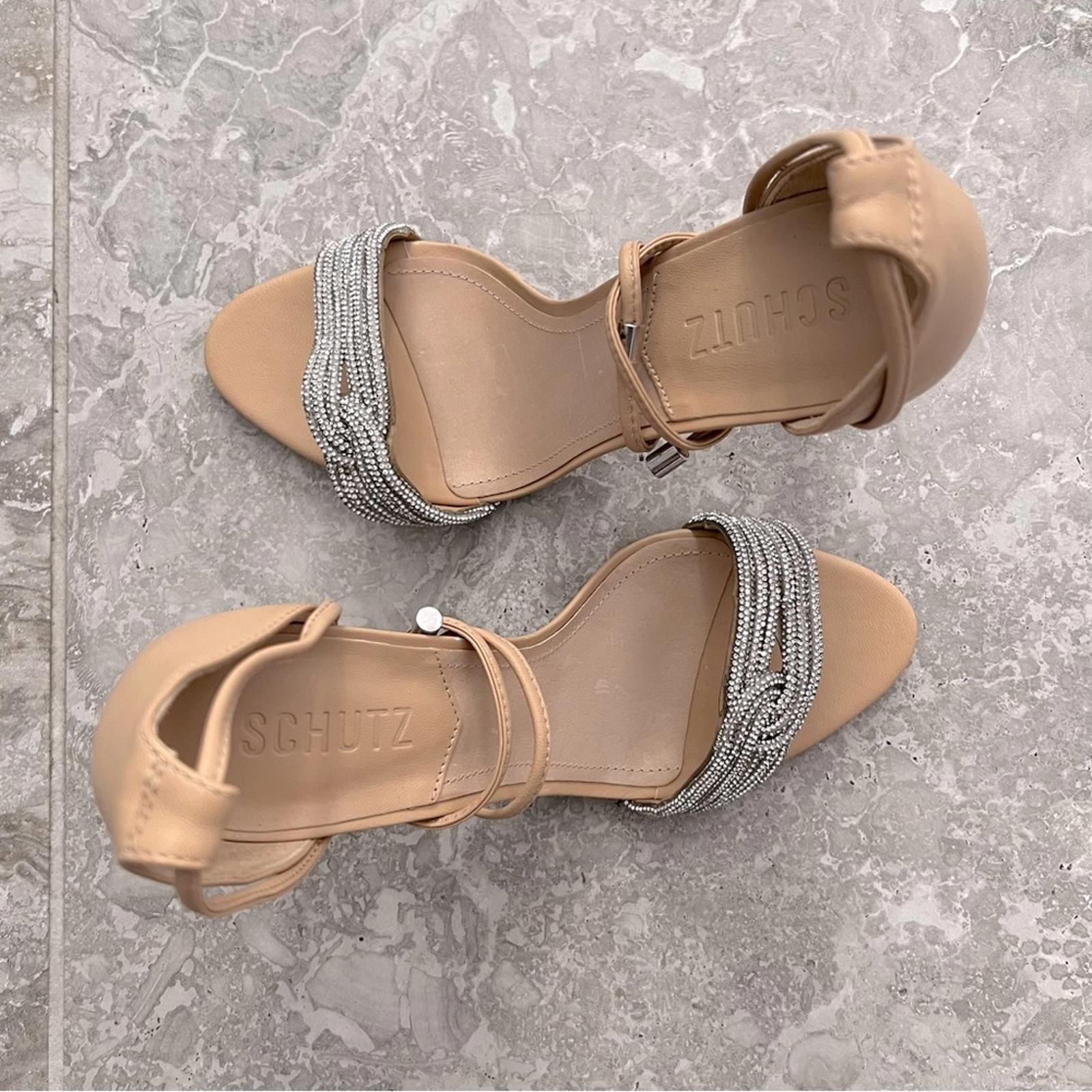Schutz x Revolve Andy Leather Open Toe Heels, Size 8 New in Box w/Dust Bag