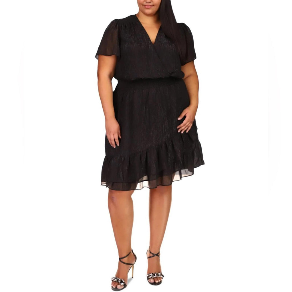 Michael Kors Tiered Smocked Dress w/Flutter Sleeve & Surplice Neckline Sz 1X NWT