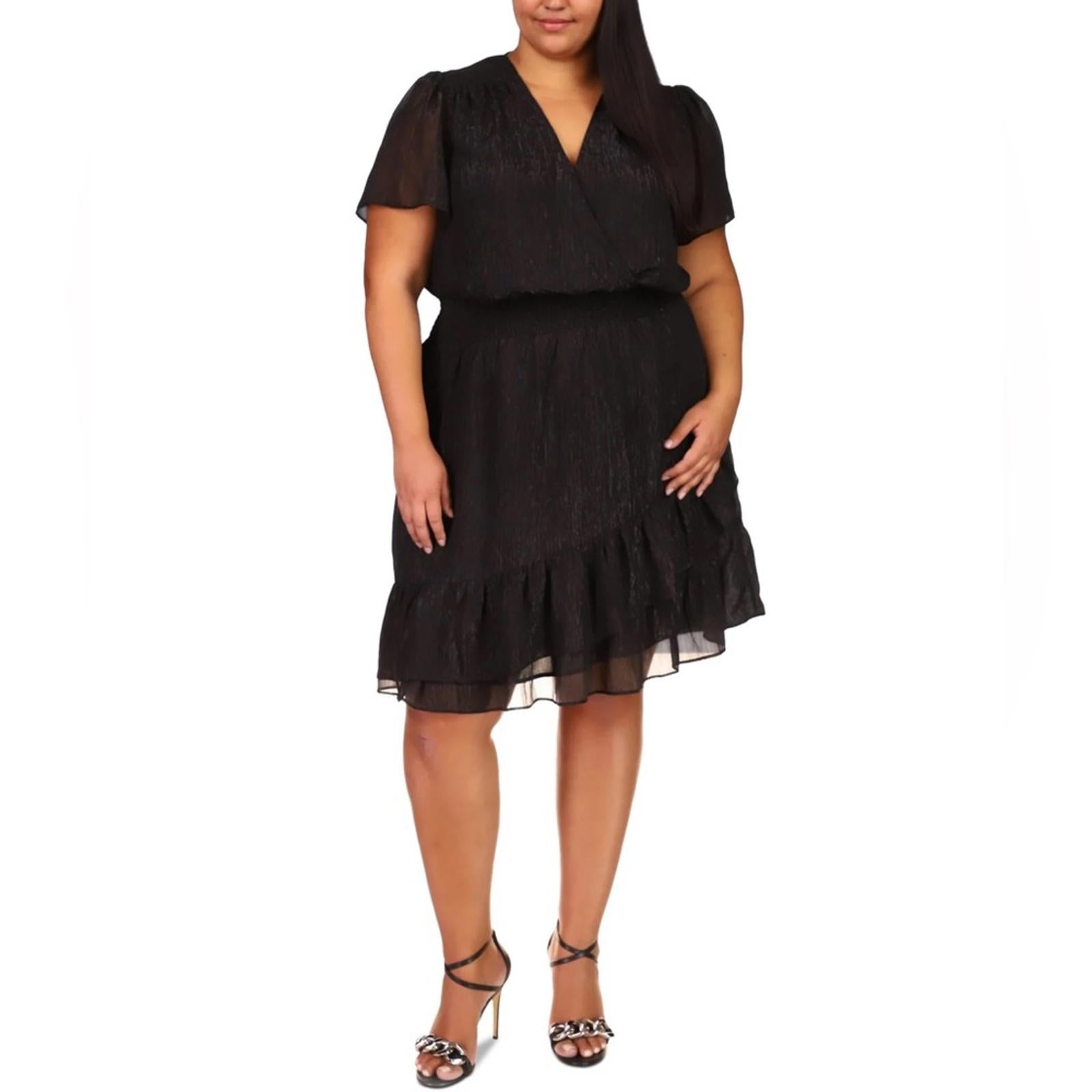 Michael Kors Tiered Smocked Dress w/Flutter Sleeve & Surplice Neckline Sz 1X NWT