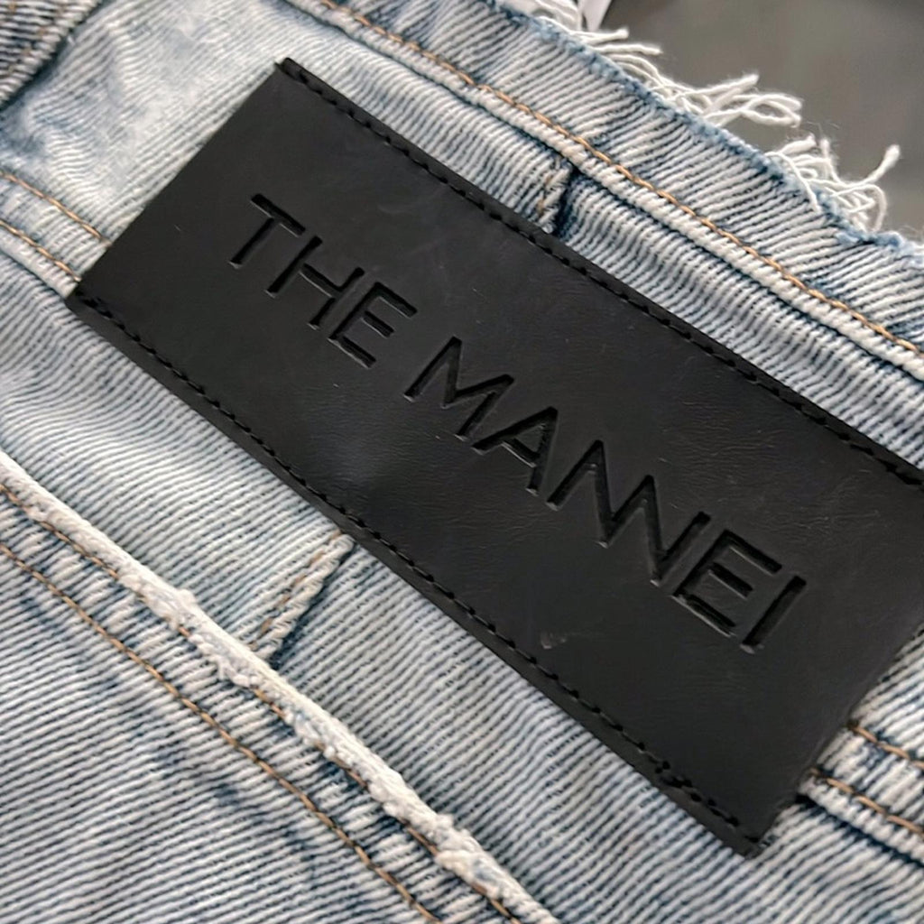 The MANNEI Nula High Rise Flare Jeans in Denim, Lt Blue Size 34 New w/Tag $594