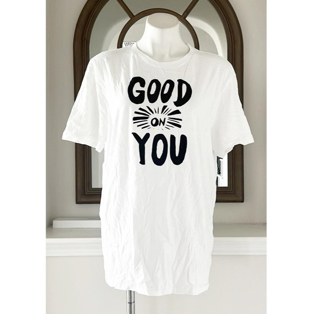New DOLAN White “Good On You” Graphic T-Shirt, Unisex Size L New w/Tag