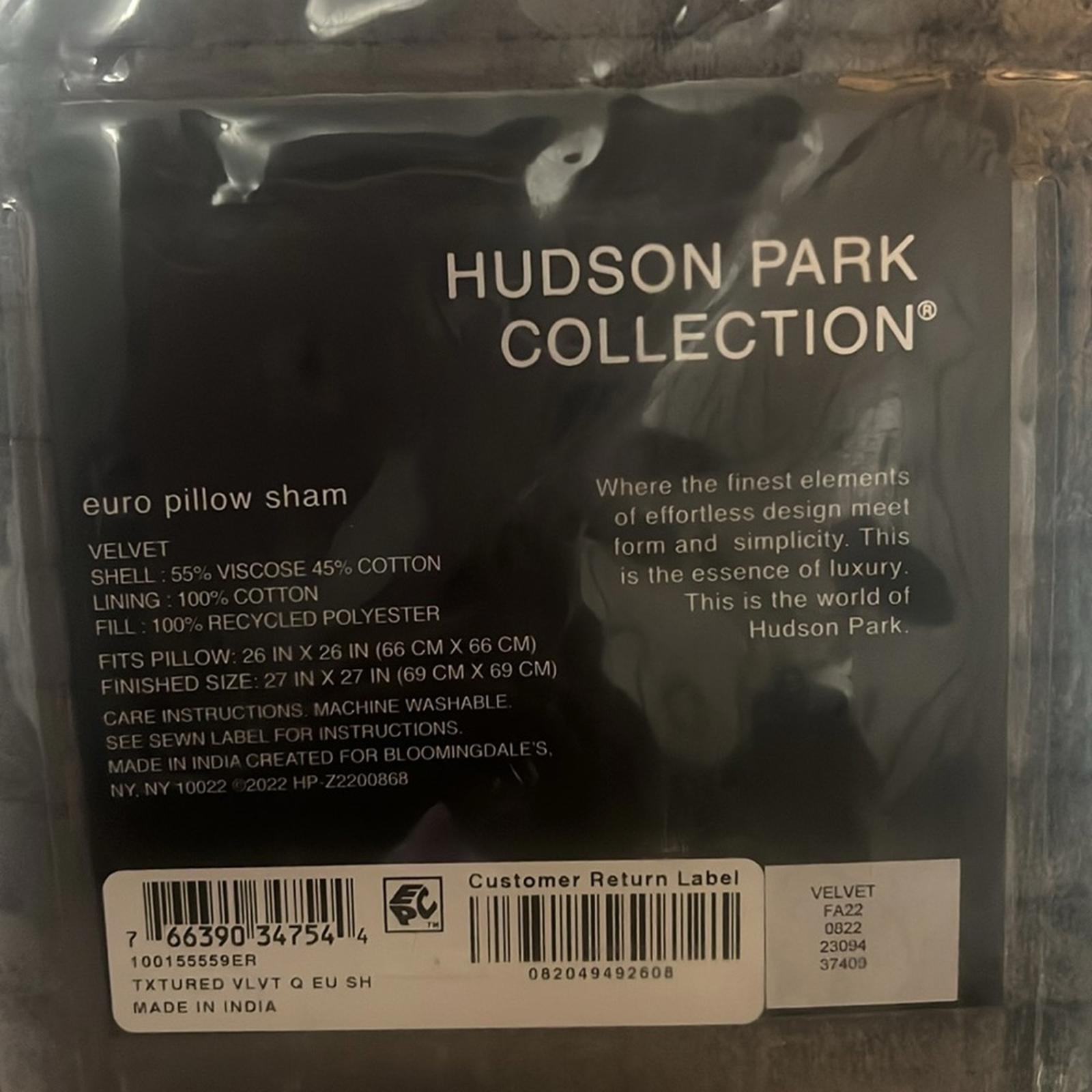 Hudson Park Collection Textured Velvet Euro Sham in Grey, New w/Tag $140