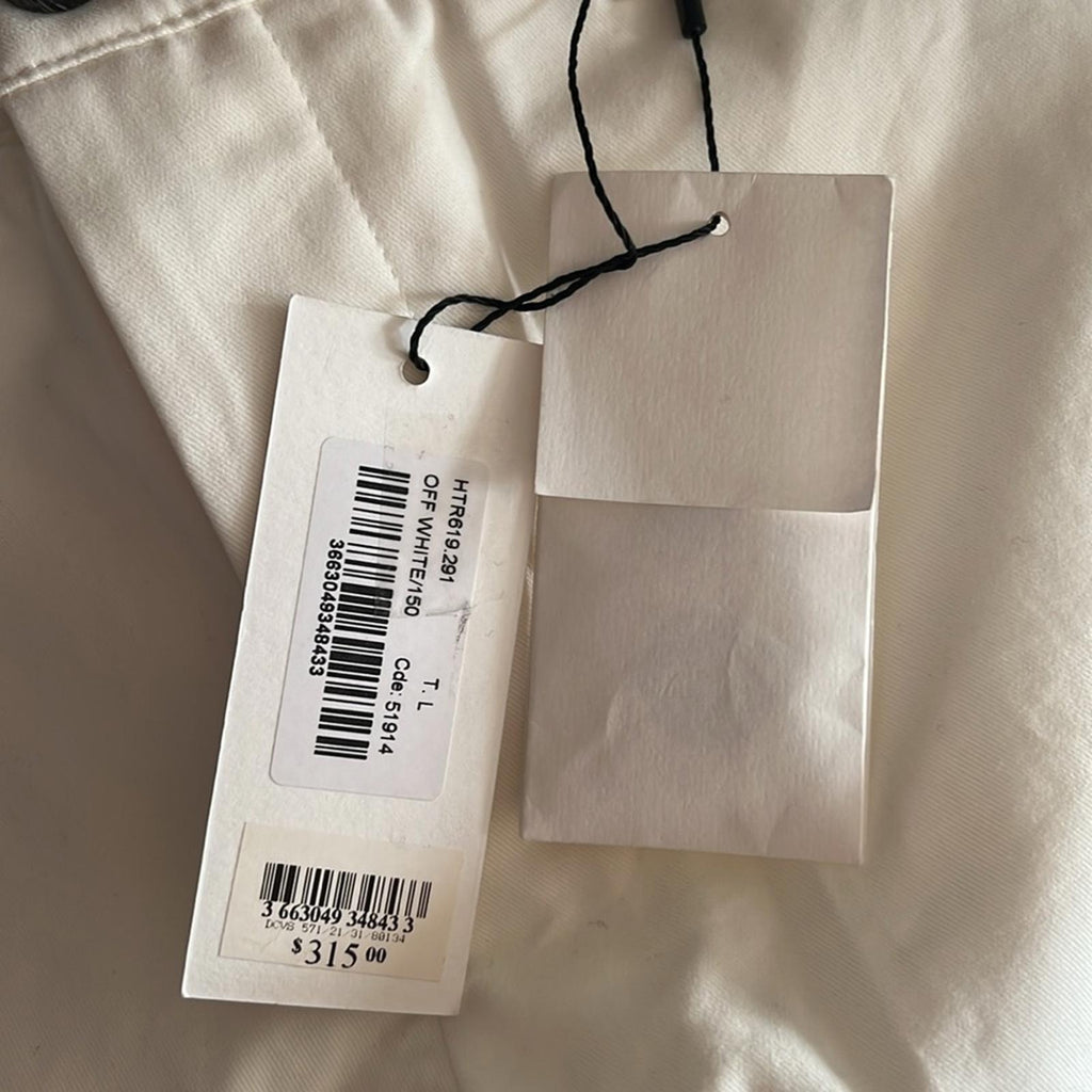 AMI Alexandre Mattiussi Straight-Fit Trousers Pants in Off-White, Size L, NEW