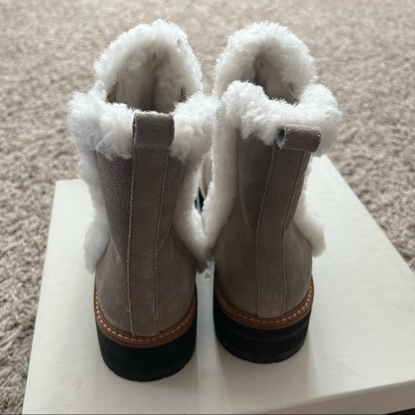 Marc Fisher Real Fur Chelsea Boots in Cloud Suede, Size 11 M, New in Box $259