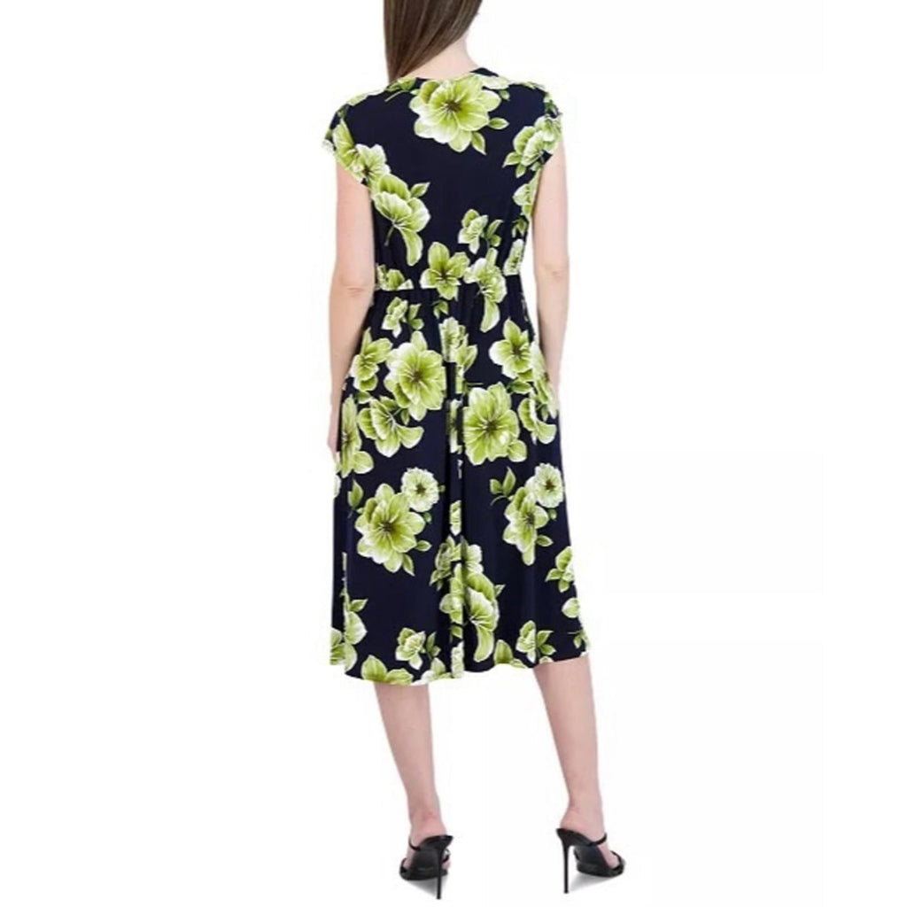 NWT Robbie Bee Petite Side-Ring Dress, Navy Lime Size M New w/Tag Retail $69